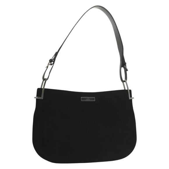 GUCCI Shoulder Bag Wool Black Silver 001 001 - Picture 1 of 16